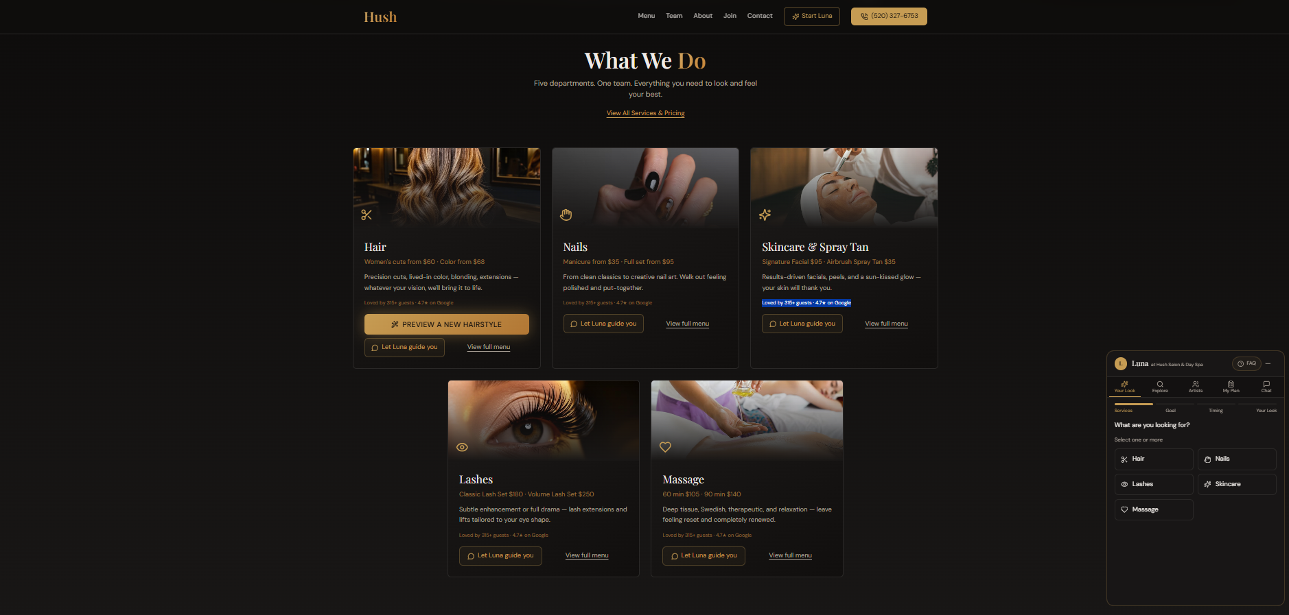 Hush Salon & Day Spa — What We Do